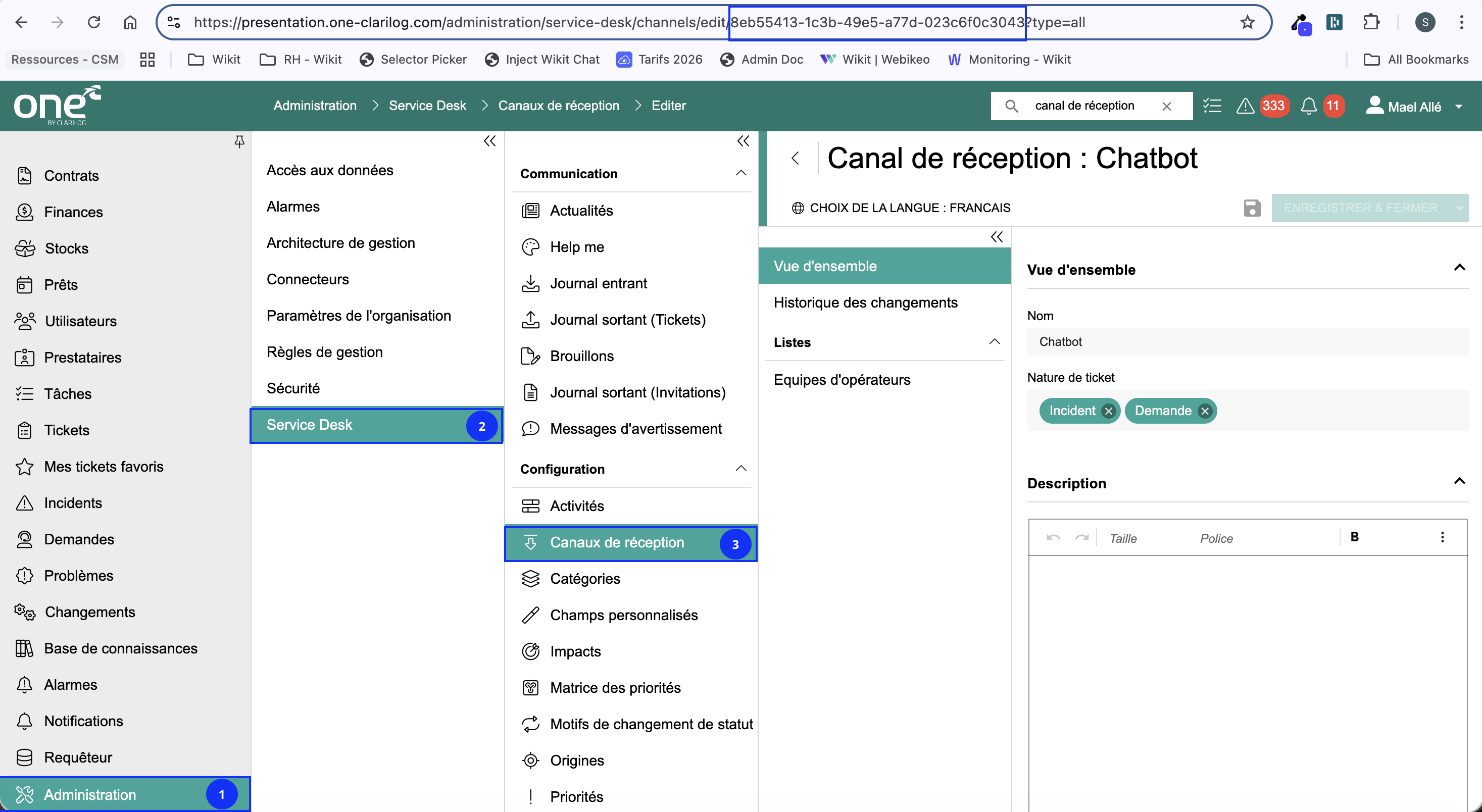 Trouver l'identifiant du canal de réception