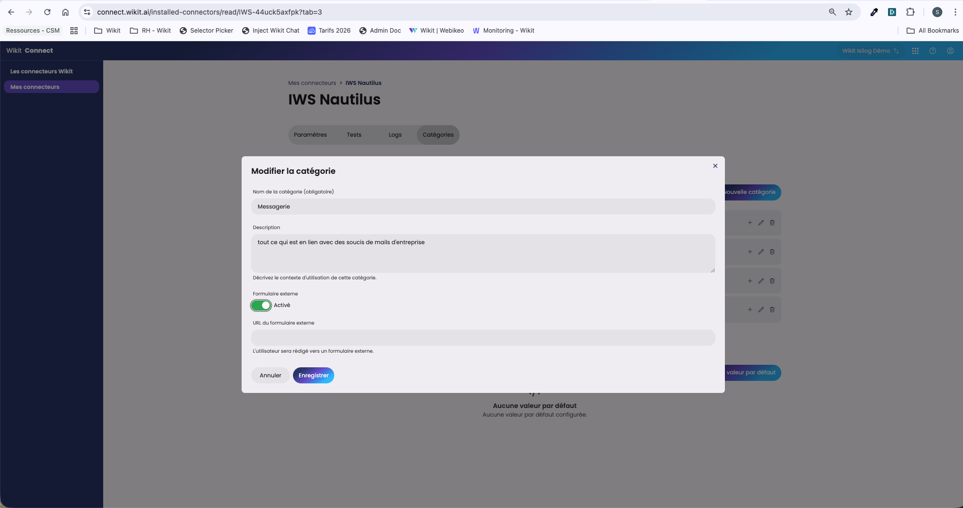 Formulaire externe IWS dans Wikit Semantics